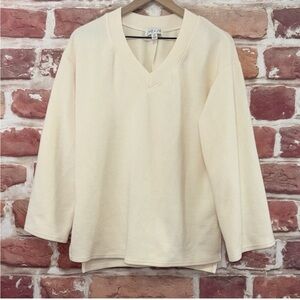 Anthropologie She + Sky Sweater Women's Medium Cream Ribbed Knit Popover